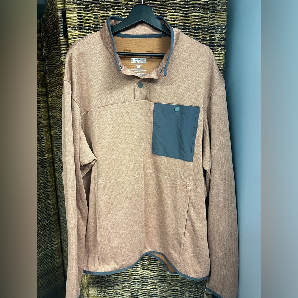 Duluth Trading- Orange/Grey Mens‎ 3/4 button, Pre-Owned, 2XL